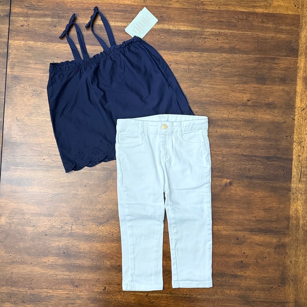 Janie and Jack Capri Jeans Size 5 EUC FREE Top